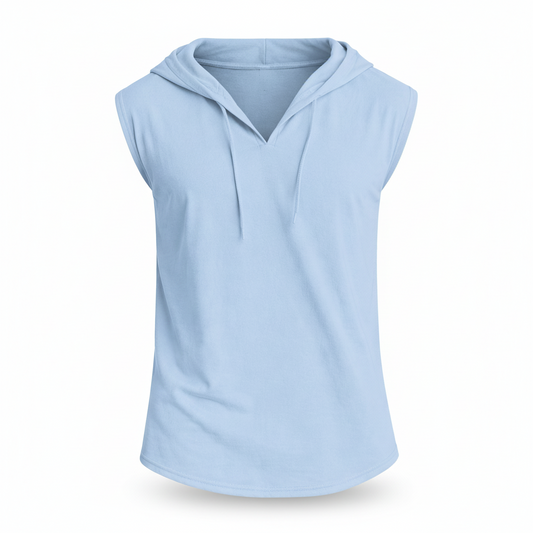 Men’s Sleeveless Hooded Tank Top – Cotton Linen Blend