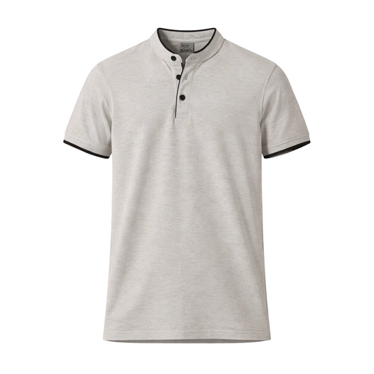 Men’s Short Sleeve Henley T-Shirt – Light Grey