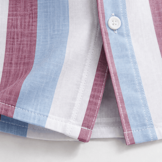 Men’s 2 Piece Summer Outfit – Multi Stripe Shirt and Shorts