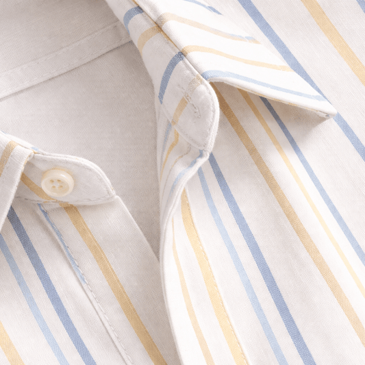 Men’s 2 Piece Summer Outfit – Neutral Striped Shirt and Shorts