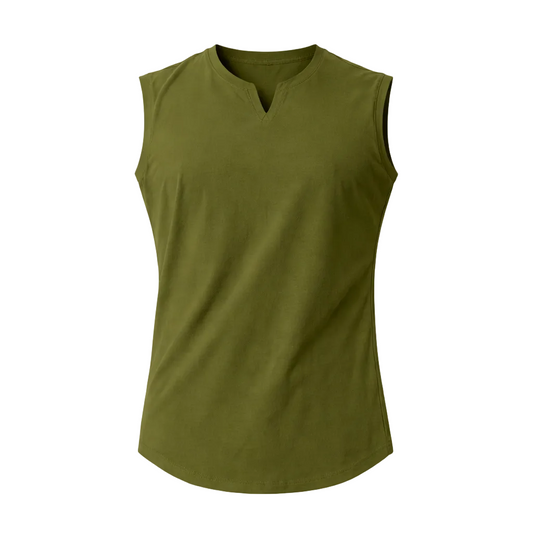 Men’s Casual Sleeveless Top with Split Neck