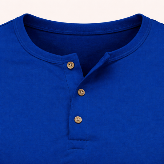 Men’s Lightweight Short Sleeve Henley Shirt – Blue