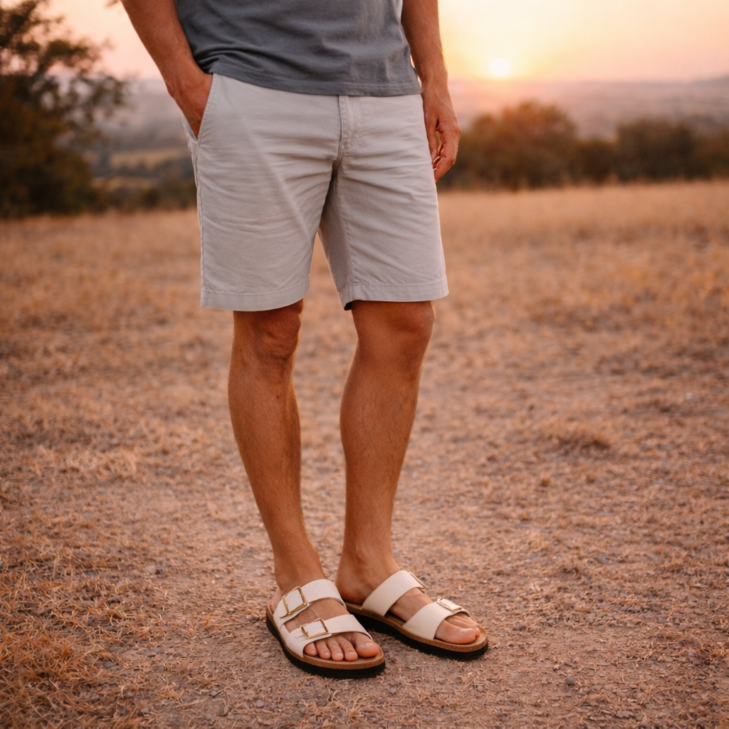 Men’s Suede Slip-On Sandals – Cork Outsole