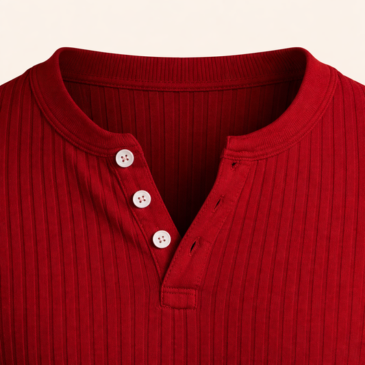 Men’s Short Sleeve Ribbed Henley T-Shirt – Solid