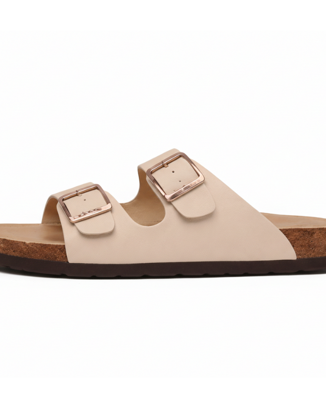Double-Buckle Slide Sandal
