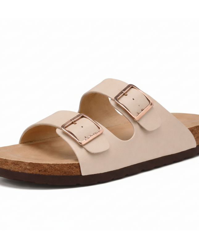 Double-Buckle Slide Sandal