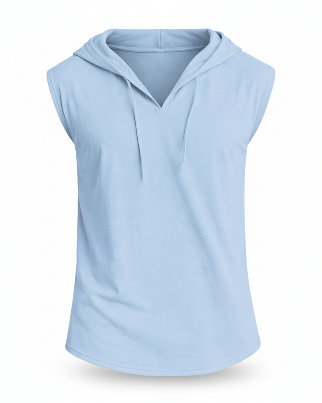 Men’s Sleeveless Hooded Top in Solid Color