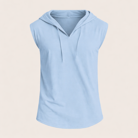 Men’s Sleeveless Hooded Tank Top – Cotton Linen Blend