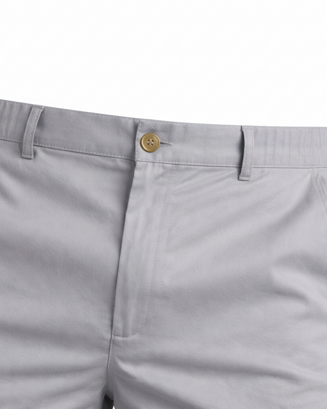Men’s Light Grey Shorts with Button Closure
