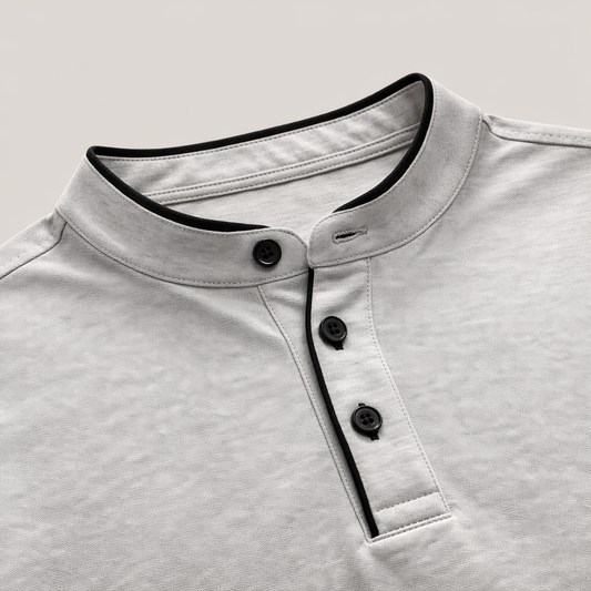 Men’s Short Sleeve Henley T-Shirt – Light Grey