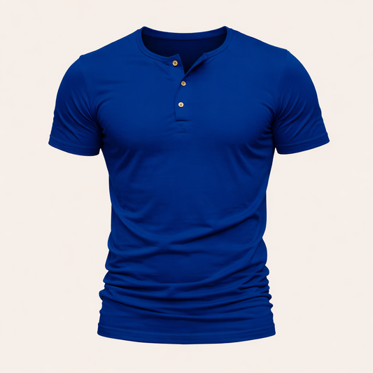 Men’s Lightweight Short Sleeve Henley Shirt – Blue