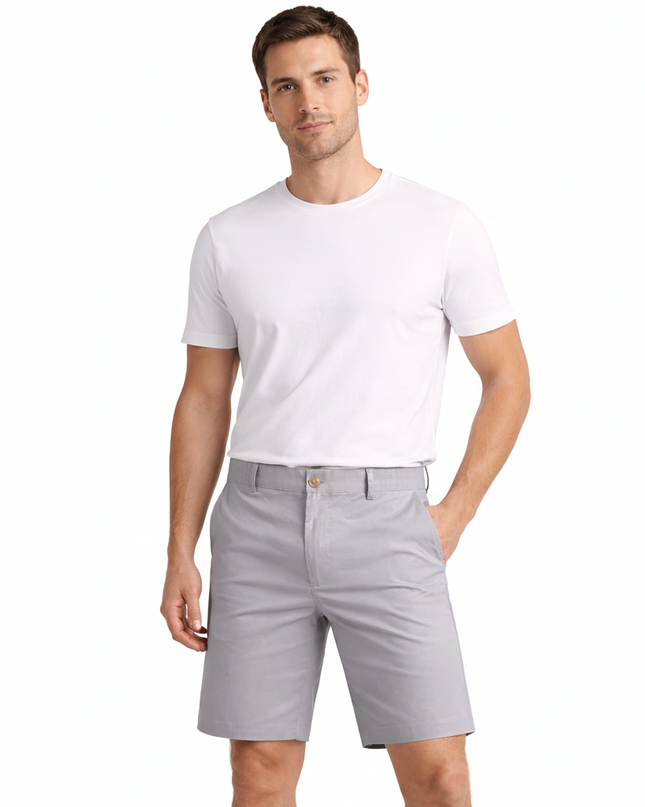 Men’s Light Grey Shorts with Button Closure