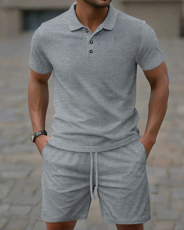 Abel | Ribbed Polo Shirt and Shorts Set