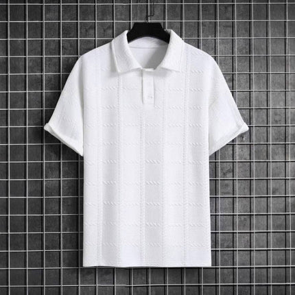 Abraham | Textured Knit Short Sleeve Polo Shirt
