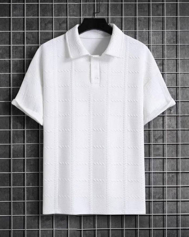 Abraham | Textured Knit Short Sleeve Polo Shirt