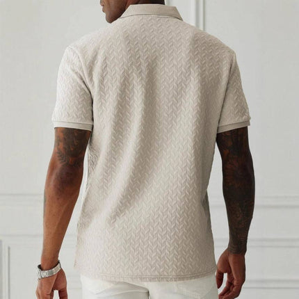 Abraham | Textured Knit Short Sleeve Polo Shirt
