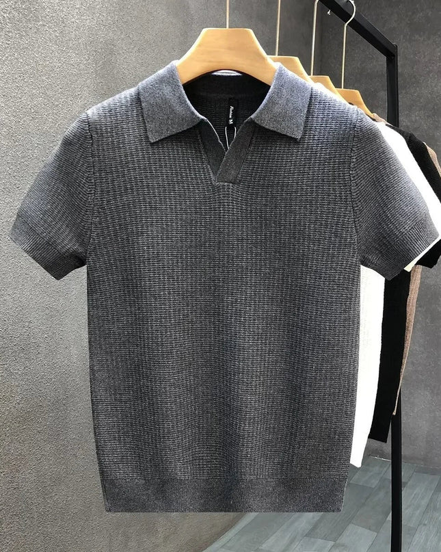 Alden | Textured Knit Polo Shirt for Men