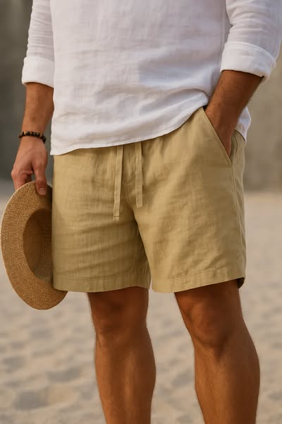 Ashton | Cotton Linen Drawstring Summer Shorts