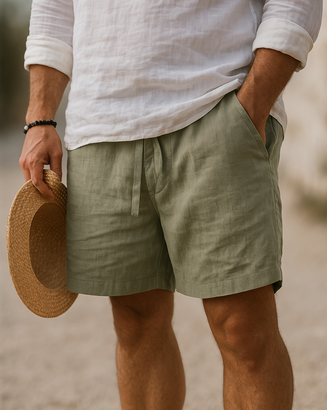 Ashton | Cotton Linen Drawstring Summer Shorts