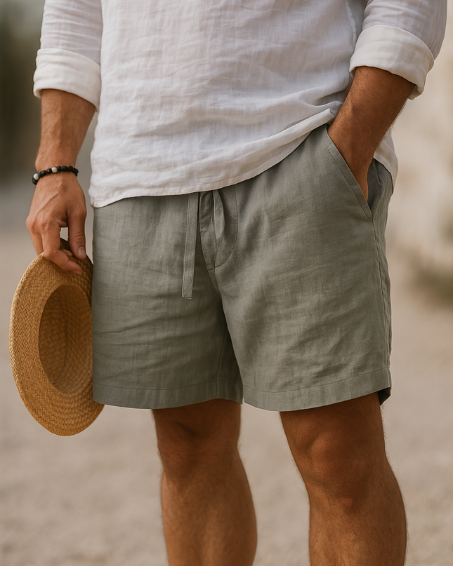 Ashton | Cotton Linen Drawstring Summer Shorts