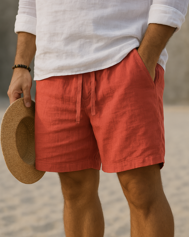 Ashton | Cotton Linen Drawstring Summer Shorts