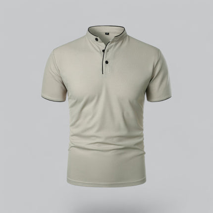 Cedric | Band Collar Short Sleeve Polo Shirt