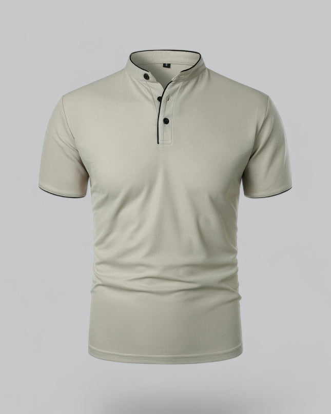 Cedric | Band Collar Short Sleeve Polo Shirt