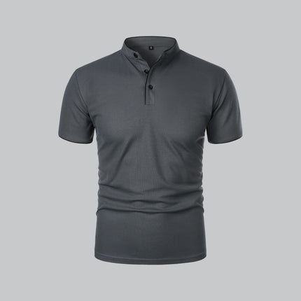 Cedric | Band Collar Short Sleeve Polo Shirt