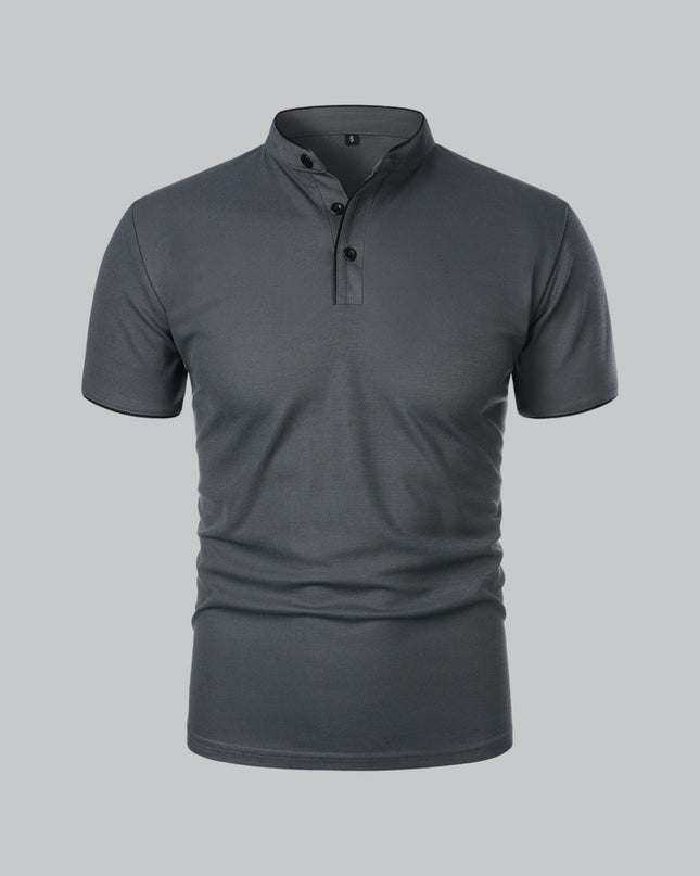 Cedric | Band Collar Short Sleeve Polo Shirt
