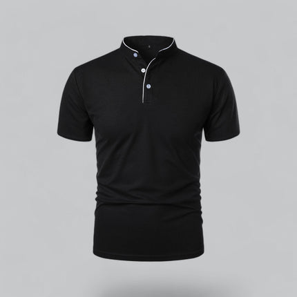Cedric | Band Collar Short Sleeve Polo Shirt