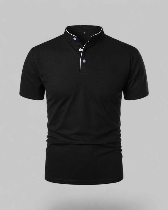 Cedric | Band Collar Short Sleeve Polo Shirt