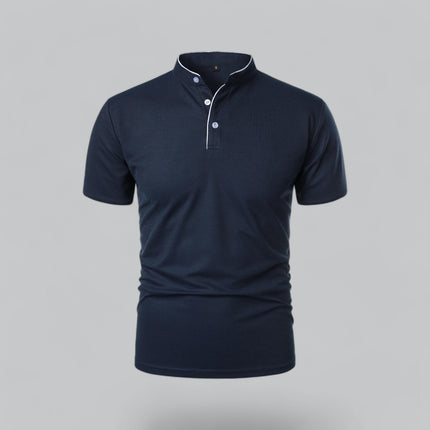 Cedric | Band Collar Short Sleeve Polo Shirt
