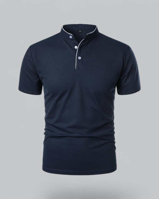 Cedric | Band Collar Short Sleeve Polo Shirt