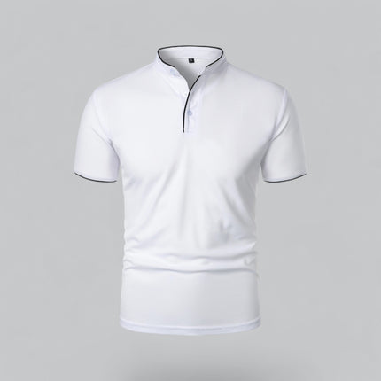 Cedric | Band Collar Short Sleeve Polo Shirt