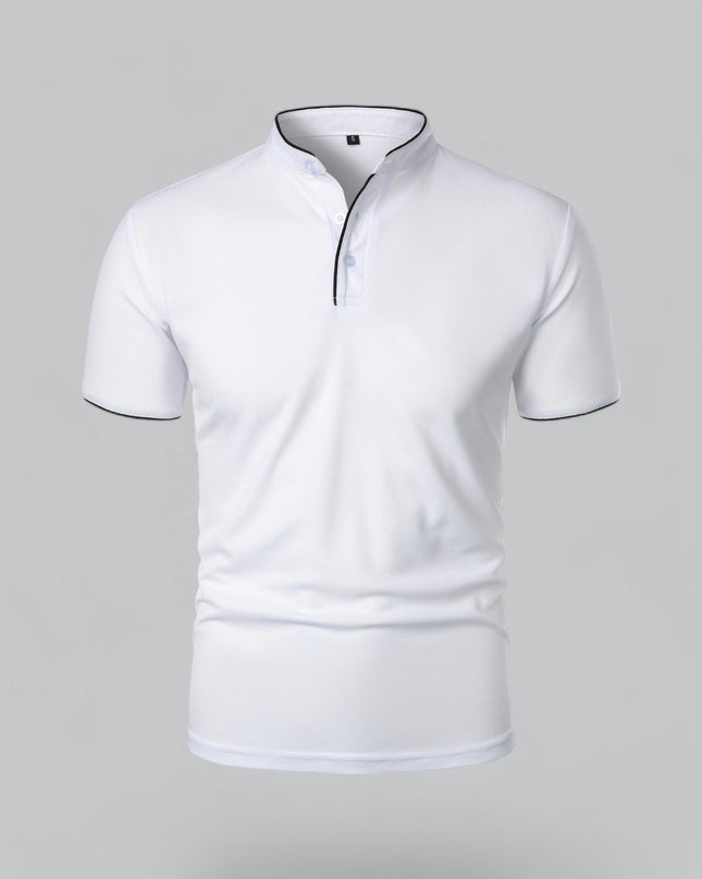 Cedric | Band Collar Short Sleeve Polo Shirt