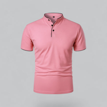 Cedric | Band Collar Short Sleeve Polo Shirt