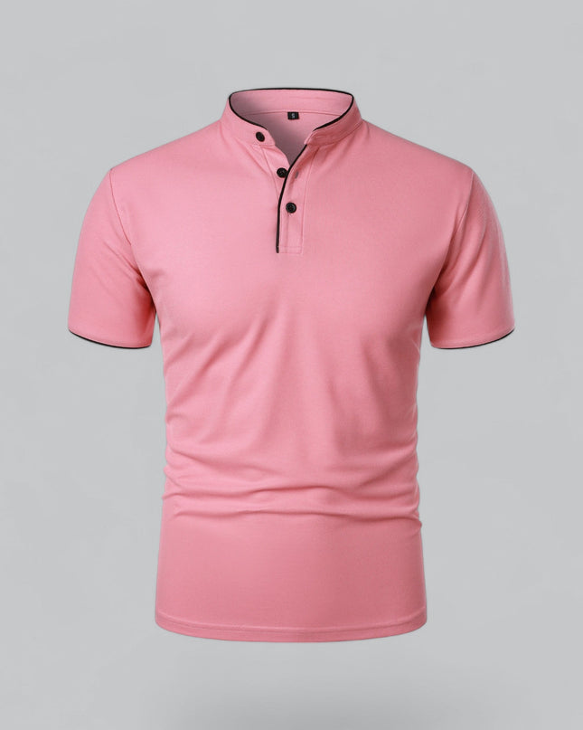 Cedric | Band Collar Short Sleeve Polo Shirt