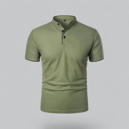 Cedric | Band Collar Short Sleeve Polo Shirt