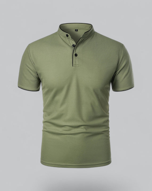 Cedric | Band Collar Short Sleeve Polo Shirt
