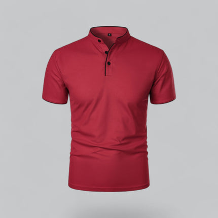 Cedric | Band Collar Short Sleeve Polo Shirt