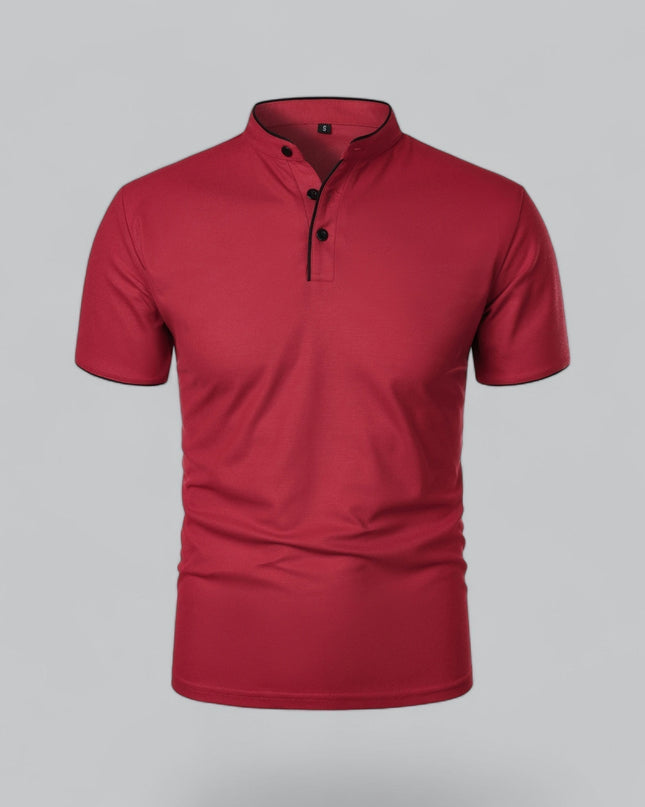 Cedric | Band Collar Short Sleeve Polo Shirt