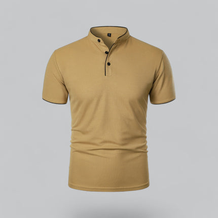 Cedric | Band Collar Short Sleeve Polo Shirt