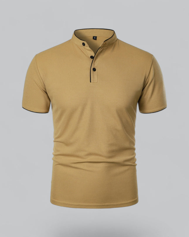 Cedric | Band Collar Short Sleeve Polo Shirt