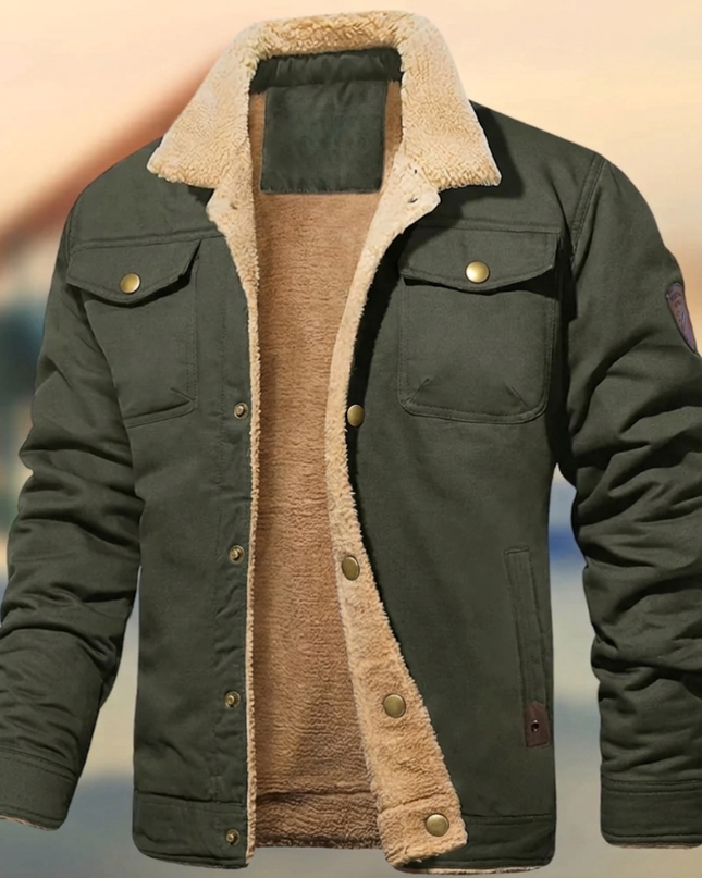 Cedric | Men's Quilted Jacket – Sherpa Collar Button-Down
