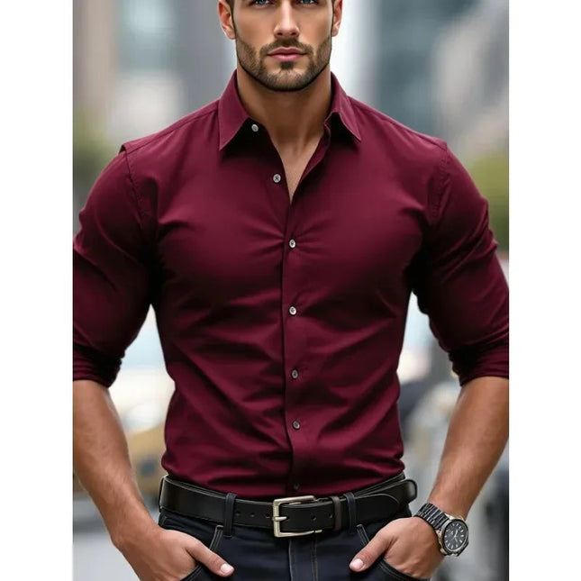 Damian | Stretch Slim Fit Long Sleeve Button-Up Shirt