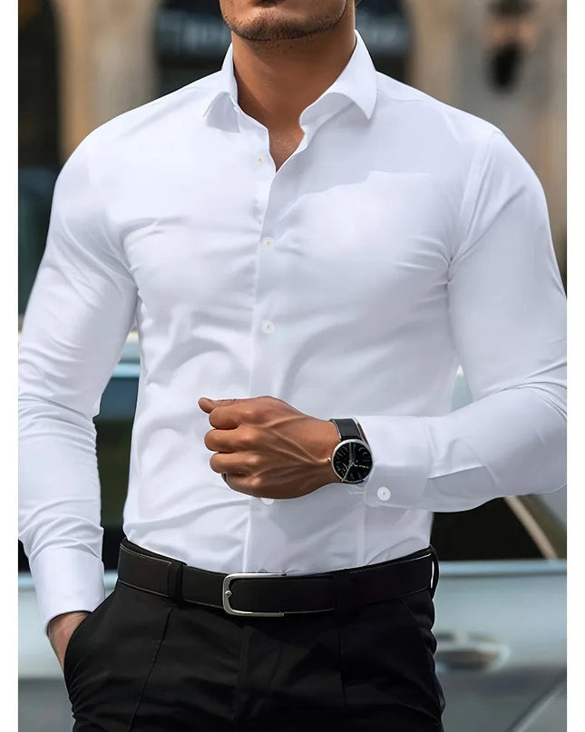 Damian | Stretch Slim Fit Long Sleeve Button-Up Shirt