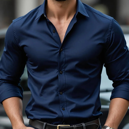 Damian | Stretch Slim Fit Long Sleeve Button-Up Shirt