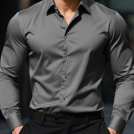 Damian | Stretch Slim Fit Long Sleeve Button-Up Shirt