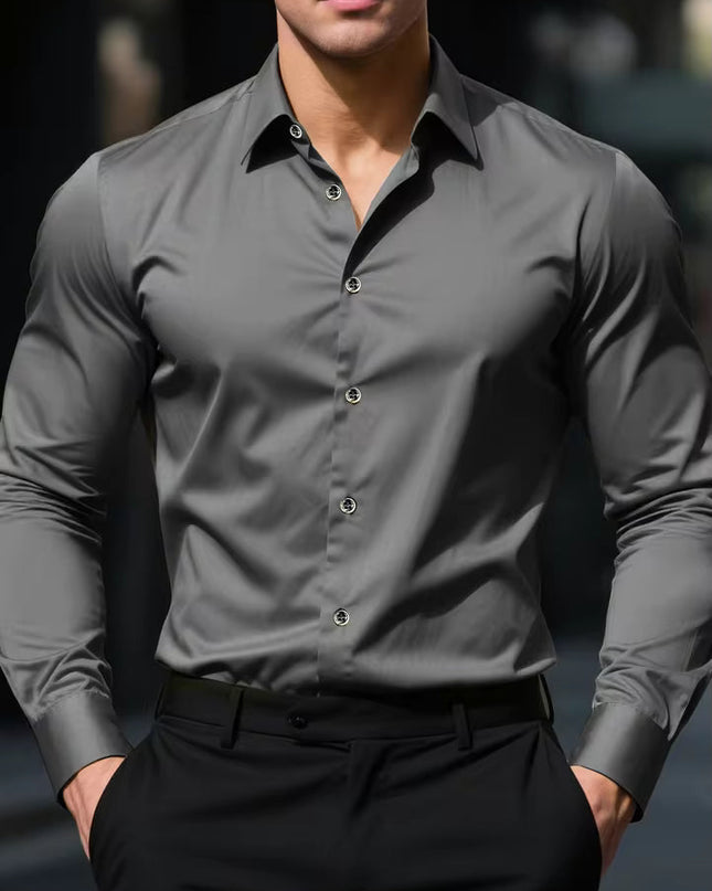 Damian | Stretch Slim Fit Long Sleeve Button-Up Shirt
