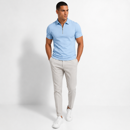 Dominic | Slim Fit Zip Neck Polo Shirt